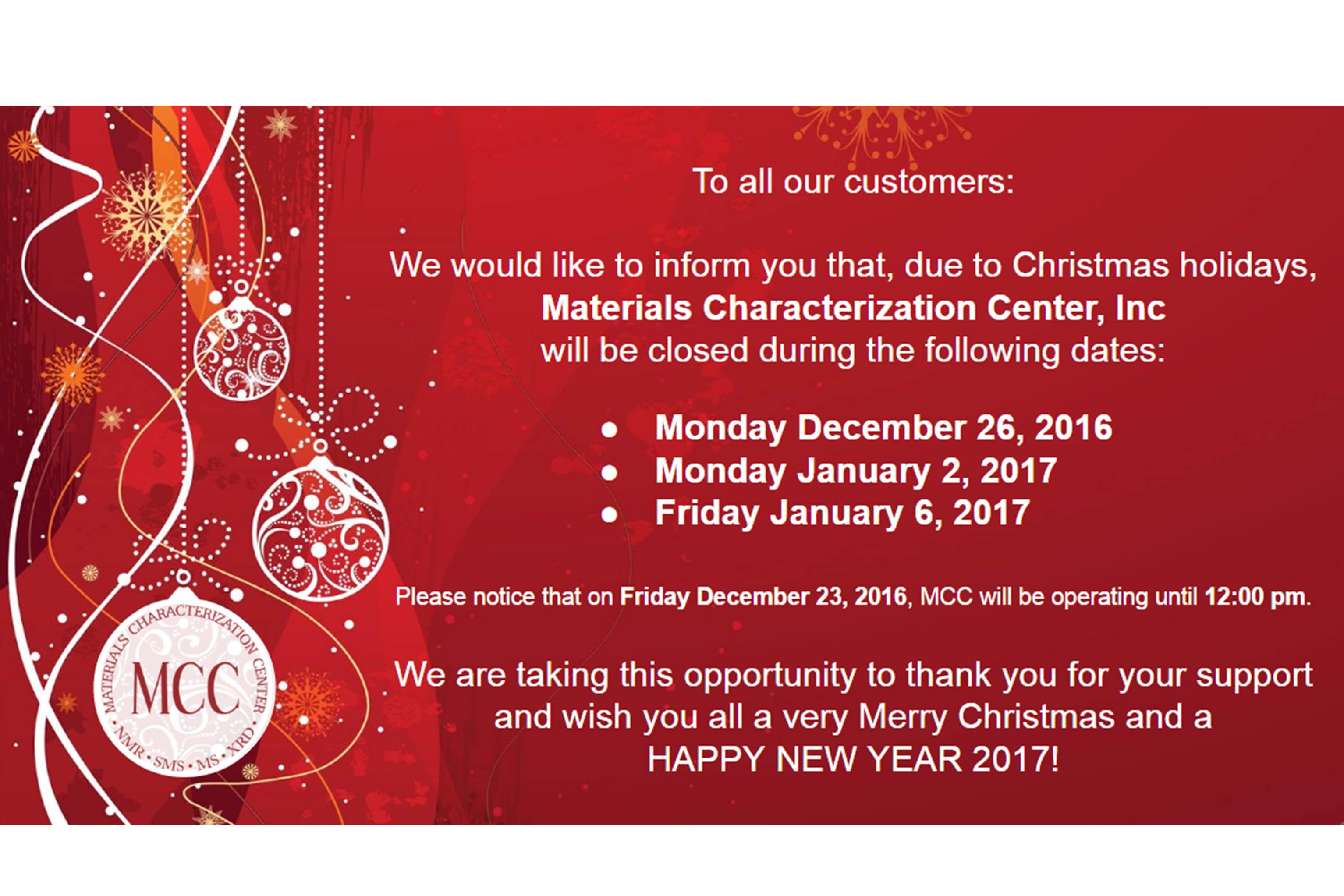 Materials Characterization Center (MCC) MCC